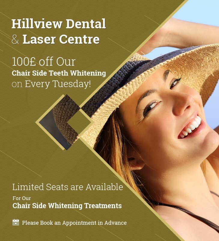 Website Banner Design chair side teeth whitening - 100 pounds off