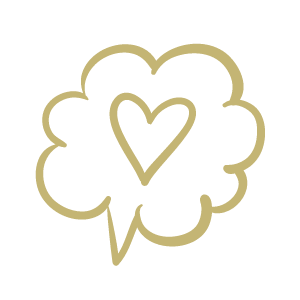 Speech bubble with loveheart outline